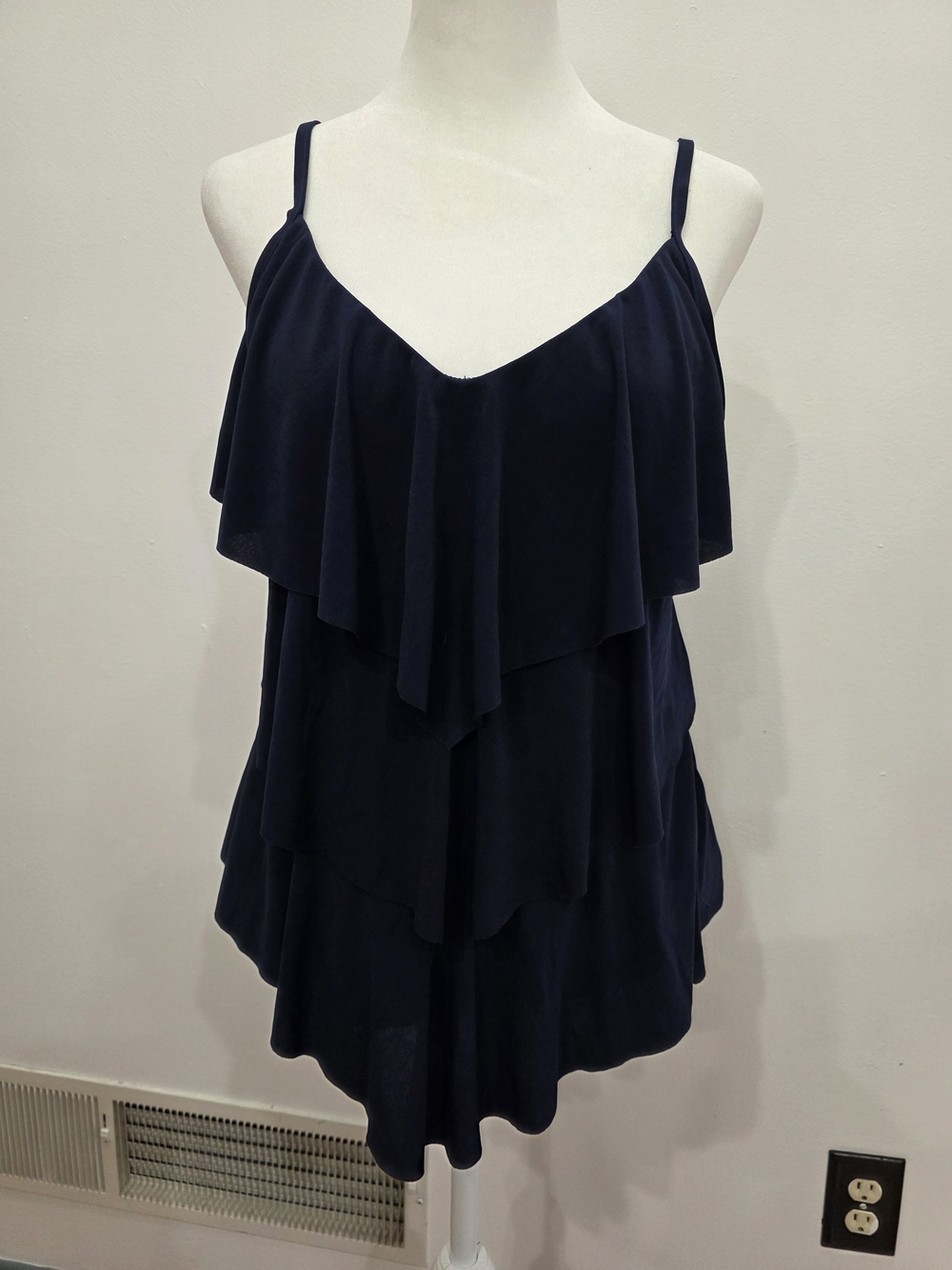 MagicSuit Navy Ruffle Tiered Tankini Top